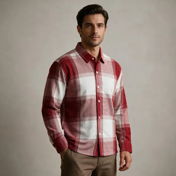 Red_White_Flannel_Checks_Woven_Fabric_Boxy_Fit_Shirt_For_Men