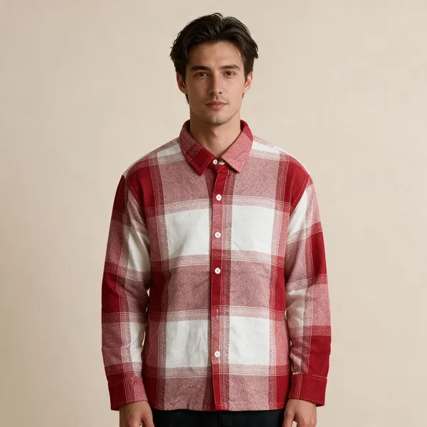 Red_White_Flannel_Checks_Woven_Fabric_Boxy_Fit_Shirt_For_Men