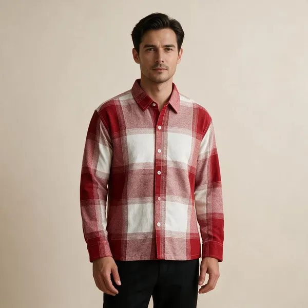 Red_White_Flannel_Checks_Woven_Fabric_Boxy_Fit_Shirt_For_Men