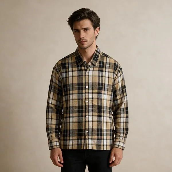 Beige_Black_Flannel_Checks_Woven_Fabric_Boxy_Fit_Shirt_For_Men