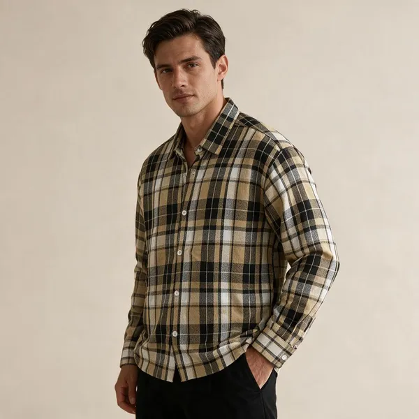 Beige_Black_Flannel_Checks_Woven_Fabric_Boxy_Fit_Shirt_For_Men