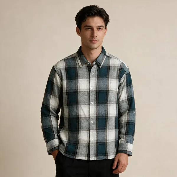 Deep_Blue_Green_Flannel_Checks_Woven_Fabric_Boxy_Fit_Shirt_For_Men