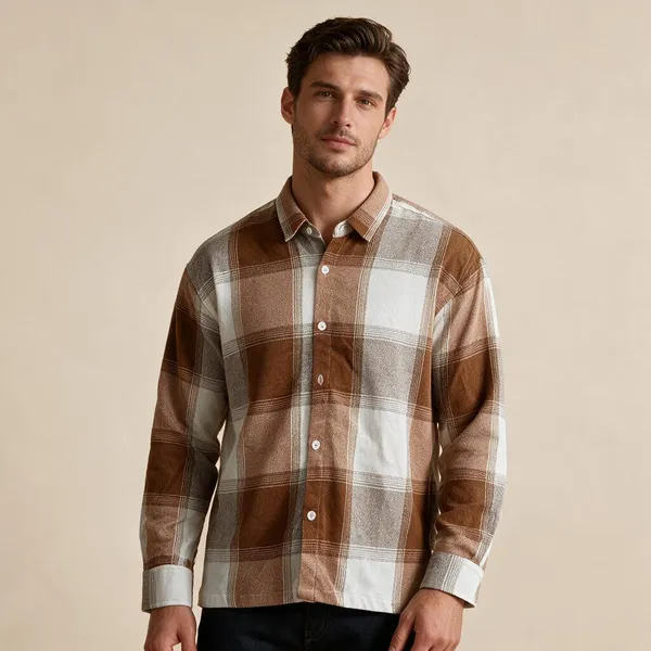 Brown_White_Flannel_Checks_Boxy_Fit_Shirt_For_Men