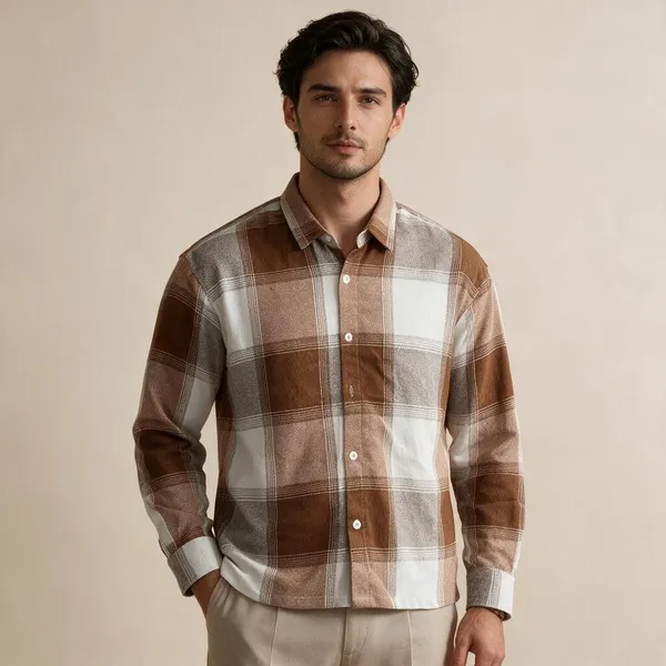 Brown_White_Flannel_Checks_Boxy_Fit_Shirt_For_Men