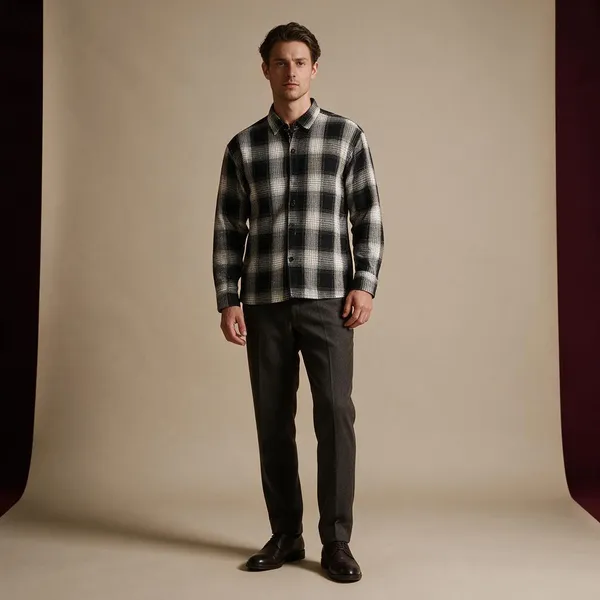 Black_White_Buffalo_Check_Boxy_Fit_Shirt_For_Men