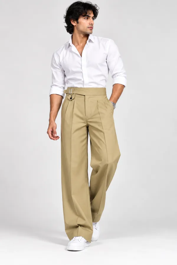 Fawn_Polyester_Wide_Leg_Gurkha_Formal_Trousers_For_Men