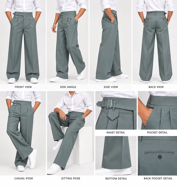 Sage_Green_Polyester_Wide_Leg_Gurkha_Formal_Trousers_For_Men
