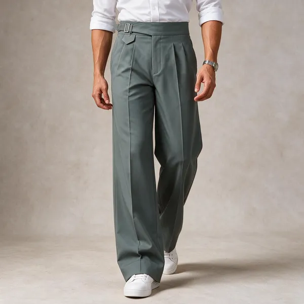 Sage_Green_Polyester_Wide_Leg_Gurkha_Formal_Trousers_For_Men
