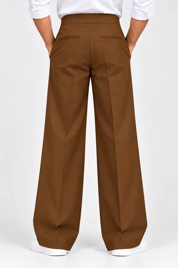Chocolate_Polyester_Wide_Leg_Gurkha_Formal_Trousers_For_Men