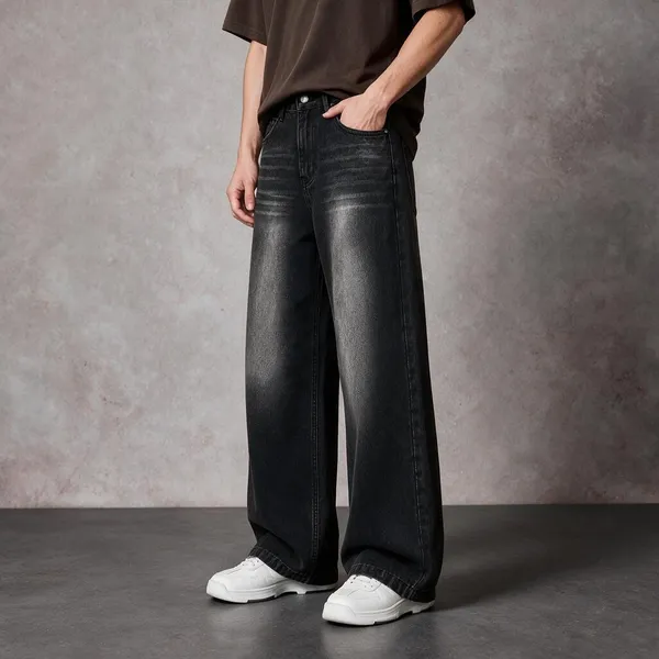 Black_Cotton_Denim_Wide_Leg_Jeans_For_Men