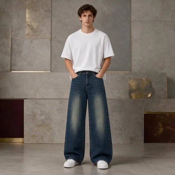 Blue_White_Shade_Cotton_Denim_Wide_Leg_Jeans_For_Men