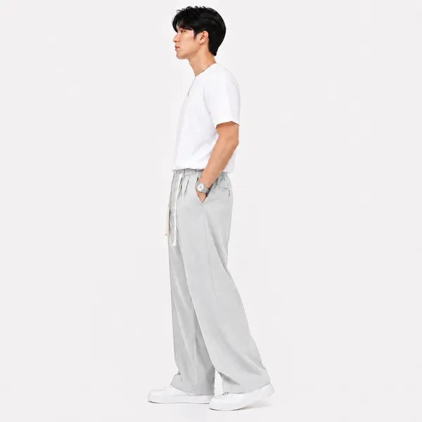 Ice_Grey_Polyester_Wide_Leg_Drawstring_Trousers_For_Men