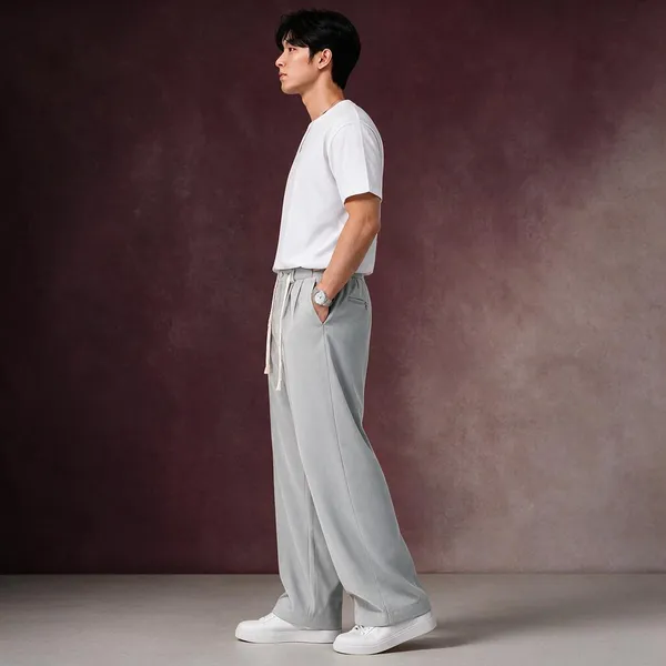 Ice_Grey_Polyester_Wide_Leg_Drawstring_Trousers_For_Men