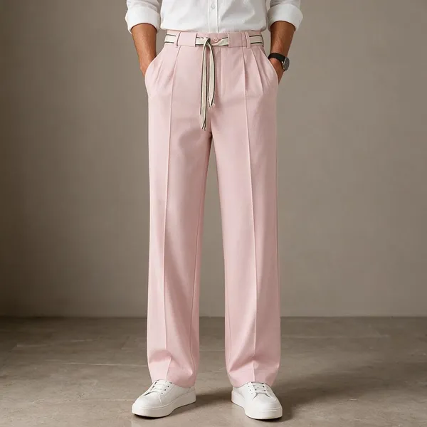 Warm_Beige_Polyester_Wide_Leg_Drawstring_Trousers_For_Men