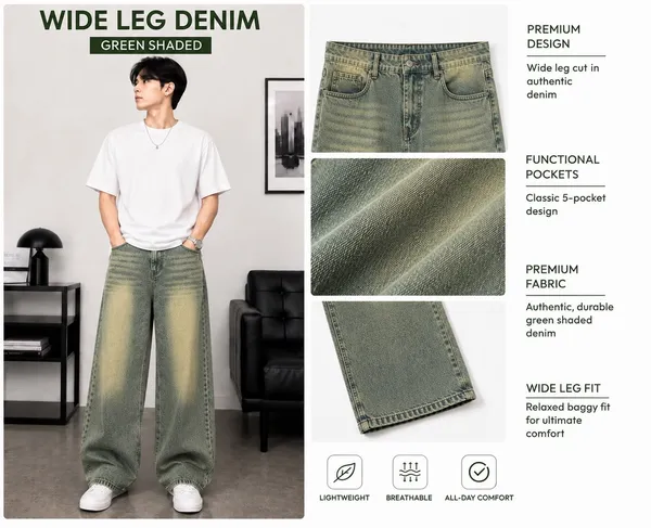 Green_Cotton_Denim_Wide_Leg_Jeans_For_Men