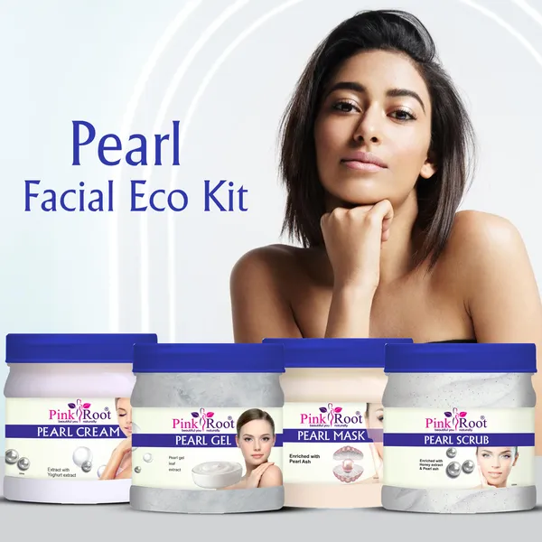 Pink_Root_Pearl_Eco_Facial_Kit_500gm_Pack_Of_4_Glowing_Skin_Tan_Removal_Whitening_Depigmentation_Oil_Control_Acne_Fairness