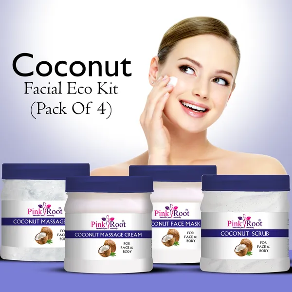 Pink_Root_Coconut_Eco_Facial_Kit_500gm_Pack_Of_4_Anti_Acne_Pimples_Control_Tan_Removal_Dead_Skin_Removal_Nourishing_Moisturising_Skin