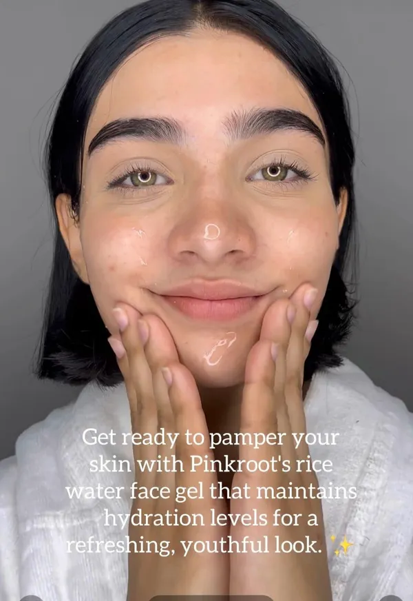 Pink_Root_Rice_Water_Face_Gel_100ml_Removes_Excess_Oil_Glass_Looking_Skin_Acne_Controls