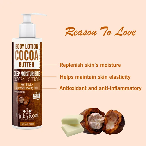 Pink_Root_Cocoa_Butter_Body_Lotion_200ml_Moisturization_Nourishment_Softening_Smoothening