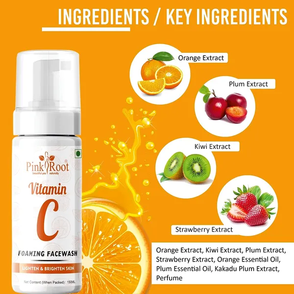 Pink_Root_Vitamin_C_Foaming_Face_Wash_150ml_For_Oil_Control_Hydration_Brightening_Pore_Cleansing_Detan_Pigmentation_Blemishes_Acne