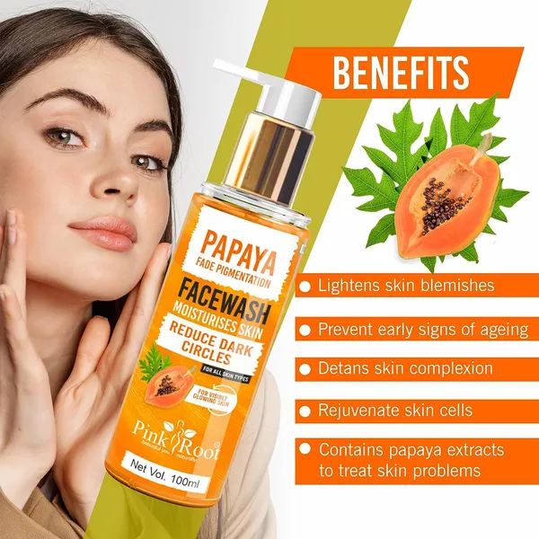 Pink_Root_Papaya_Tan_Removal_Face_Wash_100ml_Face_Wash_With_Vitamin_C_Papaya_And_Lemon_For_Dark_Spot_Reduction_And_Clear_Skin_Face_Wash