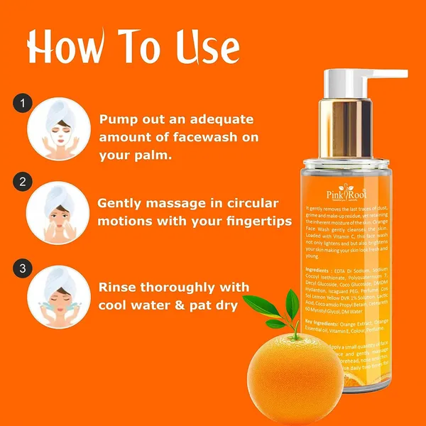 Pink_Root_Orange_Face_Wash_100_Ml_Anti_Tan_Skin_Lightening_Orange_Oil_Pore_Cleansing_Face_Wash