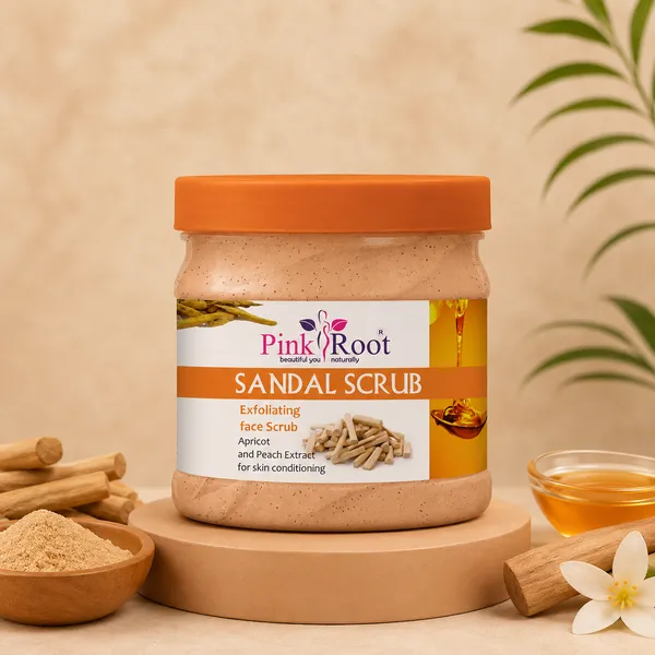 Pink_Root_Sandal_Scrub_500ml_Exfoliating_Face_Scrub_Apricot_And_Peach_Extract_For_Skin_Removing_Dead_Skin_Bridal_Look_Skin