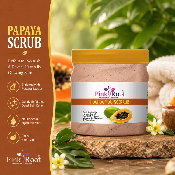 Pink_Root_Papaya_Scrub_Enriched_With_Papaya_Extract_Vitamin_E_Glycrine_Aloe_Vera_For_Tan_Removal_Brighter_Skin_500_Ml