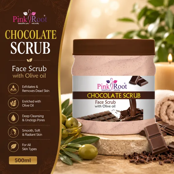 Pink_Root_Chocolate_Scrub_Face_Scrub_With_Olive_Oil_Scrub_500_Ml_With_Vitamin_E_Sunscreen_Deep_Cleansing_Exfoliation_Pigmentation_Removal_Softening_Smoothening_Replenishing_Rejuvenation