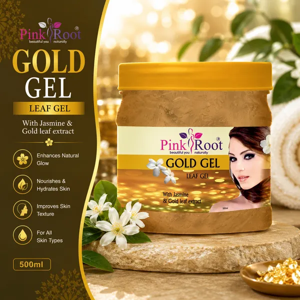 Pink_Root_Gold_Gel_With_Jasmine_Gold_Leaf_Extract_500ml_For_Skin_Brighening_Anti_Ageing
