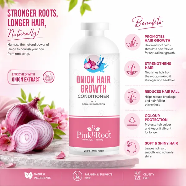Pink_Root_Onion_Conditioner_250_Ml_Nourishment_Moisturization_Damage_Repair_Scalp_Cleansing_Anti_Hair_Fall_Anti_Dandruff_Straightening_Smoothening