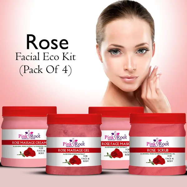 Pink_Root_Rose_Eco_Facial_Kit_500gm_Pack_Of_4_Glowing_Skin_Tan_Removal_Whitening_Depigmentation_Oil_Control_Acne_Fairness_Moisturizing_Skin_Lightening_Acne_Scars_Wrinkles_Sunburn_Dark_Circles