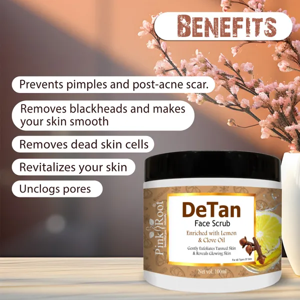Pink_Root_Detan_Face_Scrub_100ml_Enriched_With_Lemon_Extract_Clove_Oil_Helps_In_Tan_Removal_Blackheads_And_Gives_Smooth_Clean_Dirt_Free_Skin