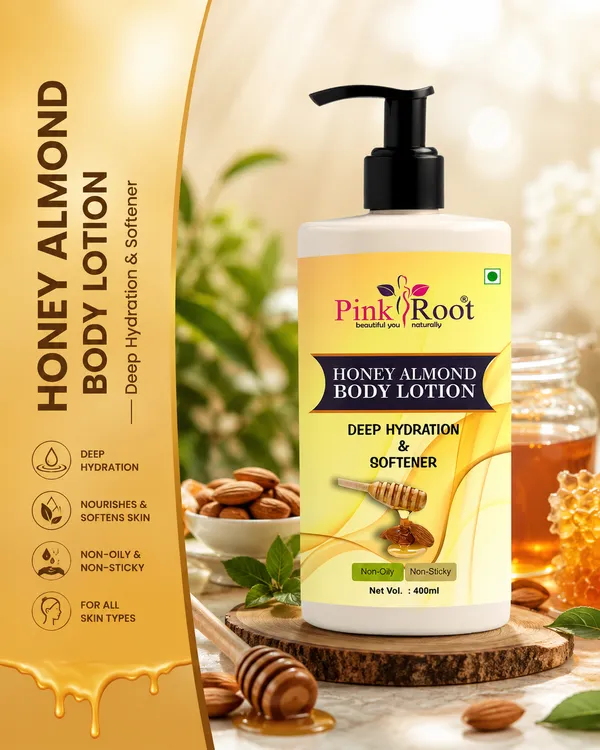 100_Pink_Root_Honey_Almond_Body_Lotion_Moistures_Skin_Rich_Creamy_Texture_Smoother_Supple_Skin_400ml