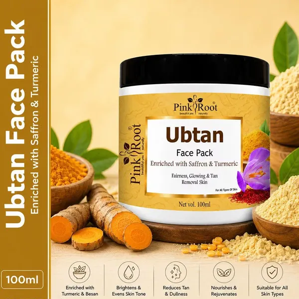 Pink_Root_Ubtan_Face_Mask_100gm_Cream_Mask_for_Depigmentation,_Oil_Control,_Acne_&_Fairness