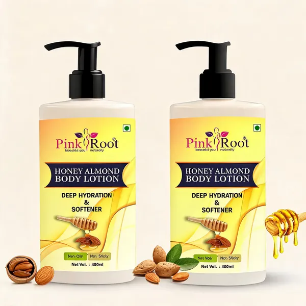 100_Pink_Root_Honey_Almond_Body_Lotion_Moistures_Skin_Rich_Creamy_Texture_Smoother_Supple_Skin_400Ml_-_Pack_Of_2
