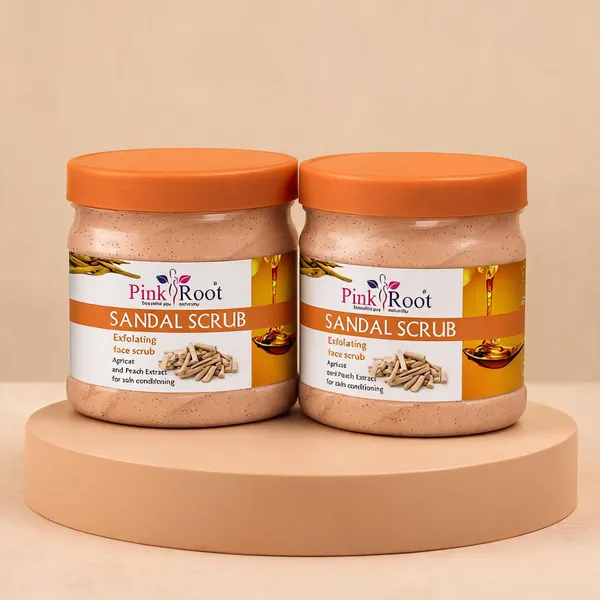 Pink_Root_Sandal_Scrub_500Ml_Exfoliating_Face_Scrub_Apricot_And_Peach_Extract_For_Skin_Removing_Dead_Skin_Bridal_Look_Skin_-_Pack_Of_2