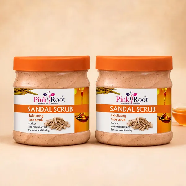 Pink_Root_Sandal_Scrub_500Ml_Exfoliating_Face_Scrub_Apricot_And_Peach_Extract_For_Skin_Removing_Dead_Skin_Bridal_Look_Skin_-_Pack_Of_2