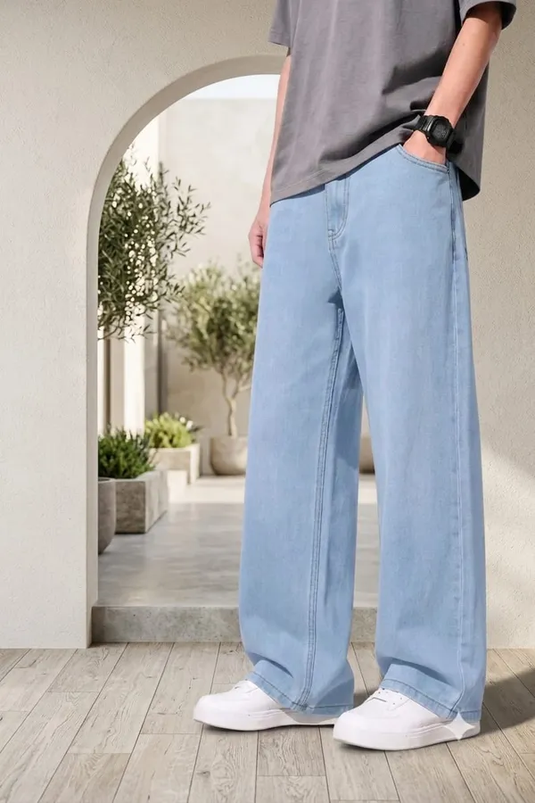 Light_Blue_Denim_Wide_Leg_Jeans_For_Men