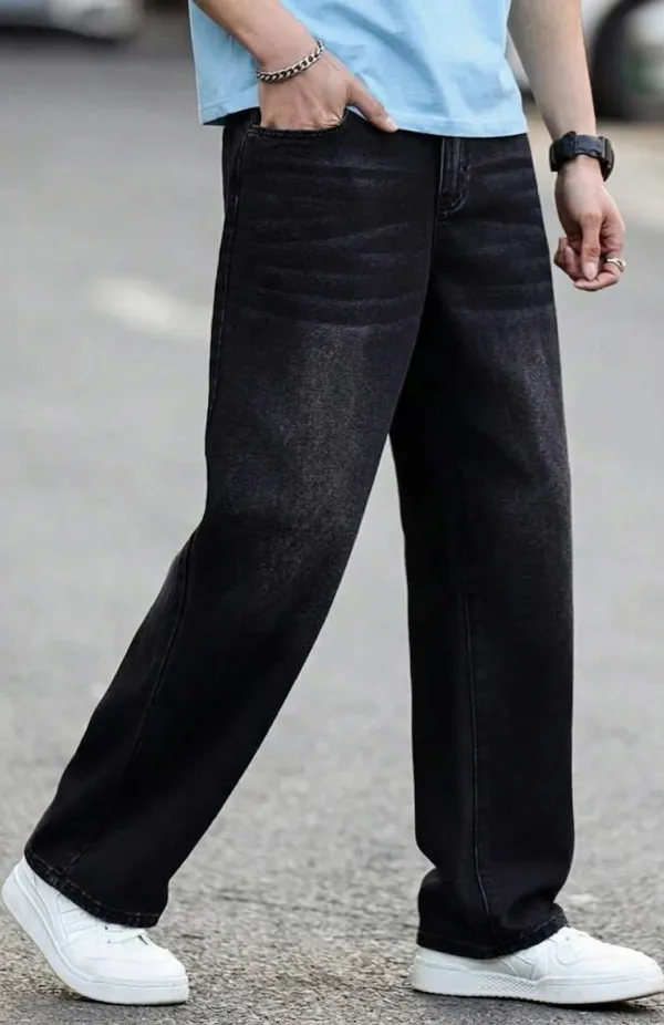 Black_Whisker_Washed_Denim_Baggy_Fit_Jeans_For_Men