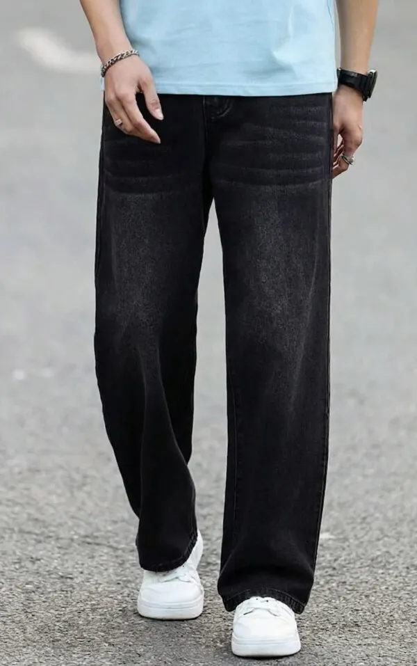 Black_Whisker_Washed_Denim_Baggy_Fit_Jeans_For_Men