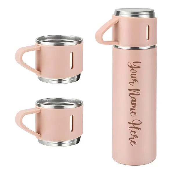 Stainless_Steel_Pink_Handled_Water_Bottle_And_Cup_Set_Pack_Of_3