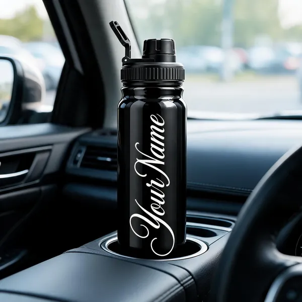 Black_Personalised_Name_Script_Flip_Top_Water_Bottle