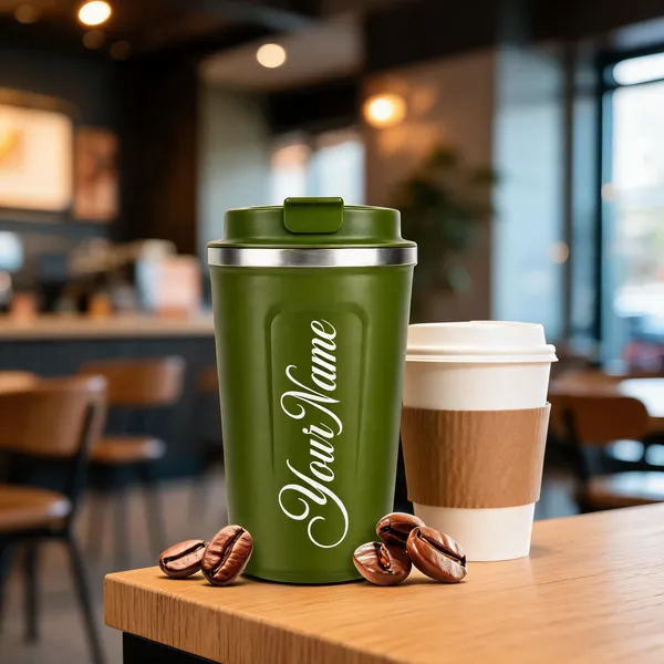 Olive_Green_Coffee_Script_Print_Travel_Tumbler