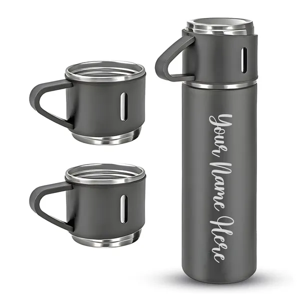 Stainless_Steel_Dark_Grey_Personalised_Name_Flask_Set_With_Cups_Pack_Of_3