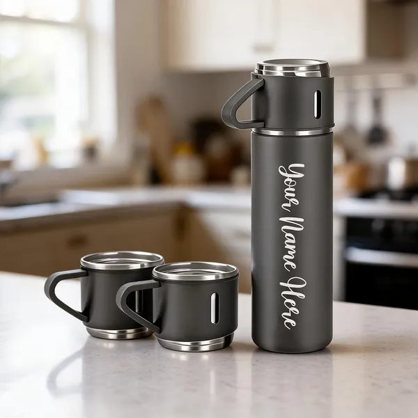 Stainless_Steel_Dark_Grey_Personalised_Name_Flask_Set_With_Cups_Pack_Of_3