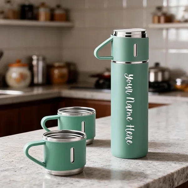 Stainless_Steel_Green_Personalised_Name_Bottle_And_Cup_Set_Pack_Of_3