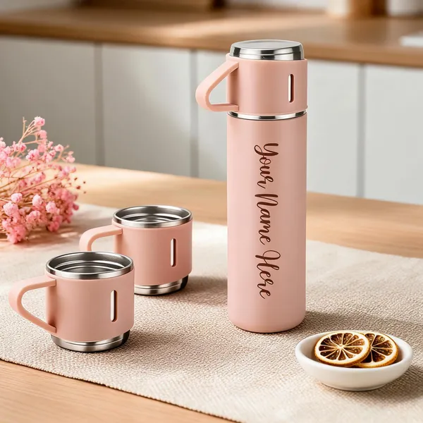 Stainless_Steel_Pink_Handled_Water_Bottle_And_Cup_Set_Pack_Of_3