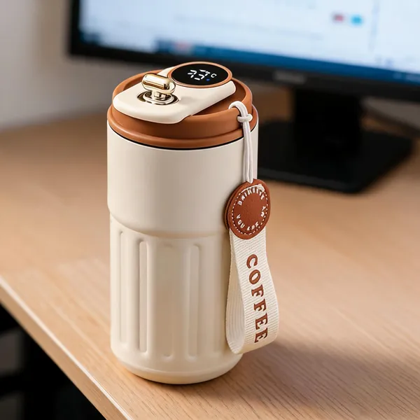 Cream_Digital_Display_Grip_Groove_Coffee_Tumbler