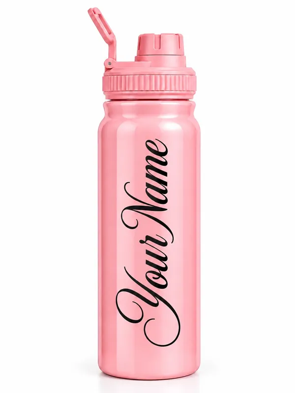 Pink_Personalised_Name_Script_Flip_Spout_Sipper_Water_Bottle